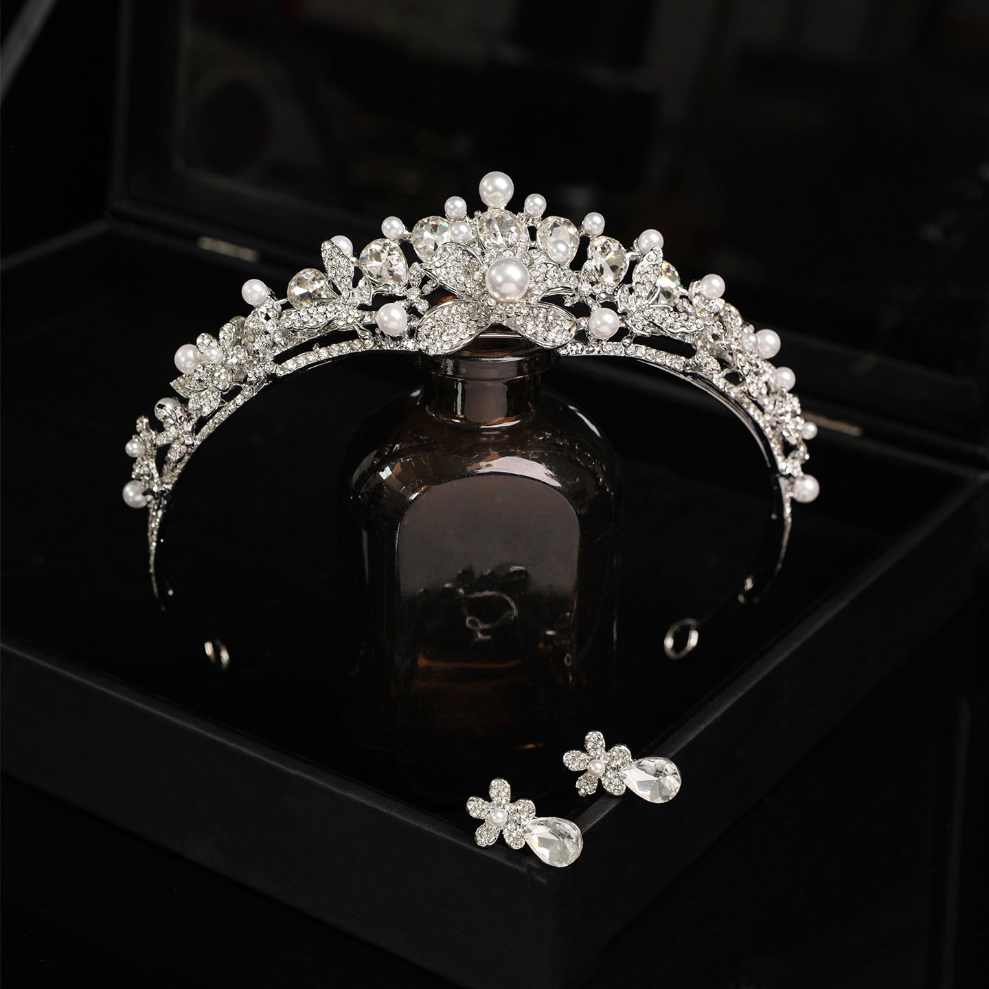 Pavé Crystal and Pearl Bridal Crown