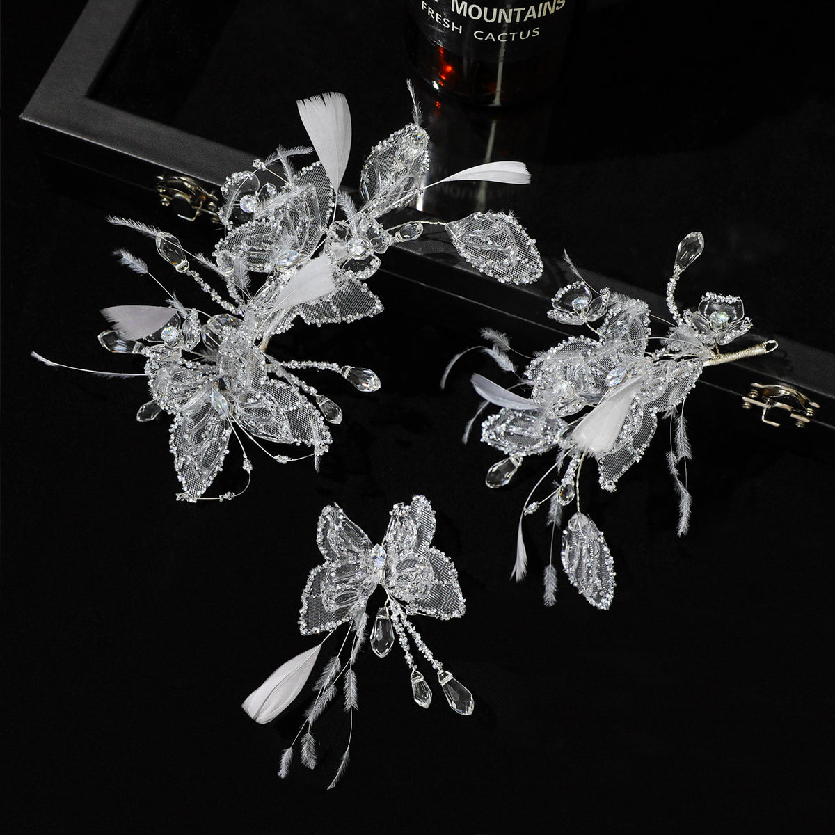 Water-Gel Butterfly Bridal Crown Set (3-Piece)