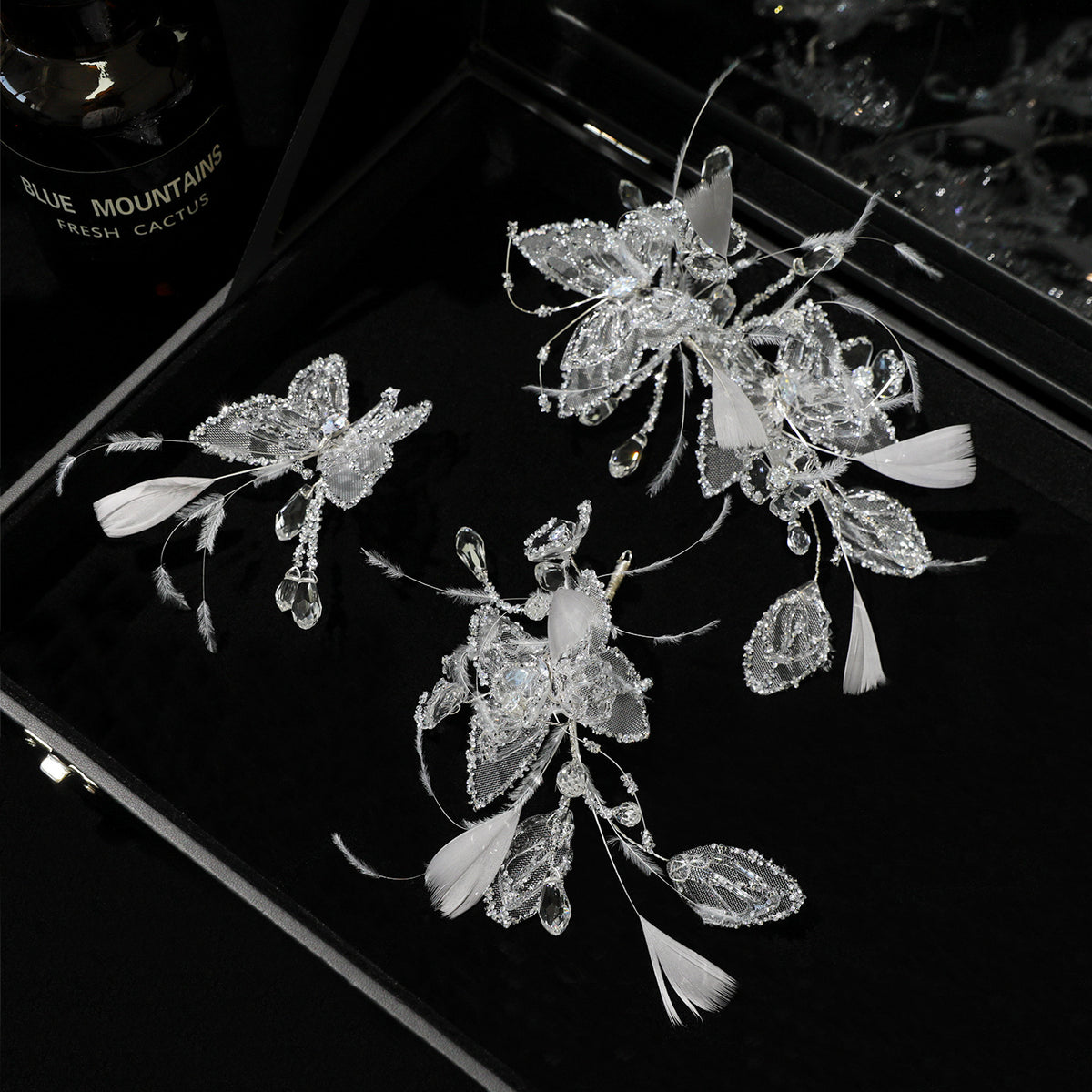 Water-Gel Butterfly Bridal Crown Set (3-Piece)