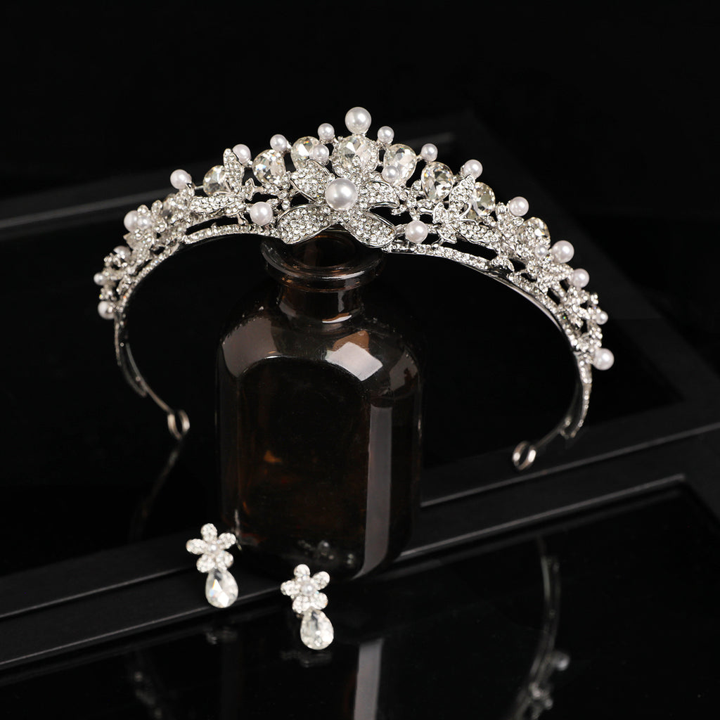 Pavé Crystal and Pearl Bridal Crown