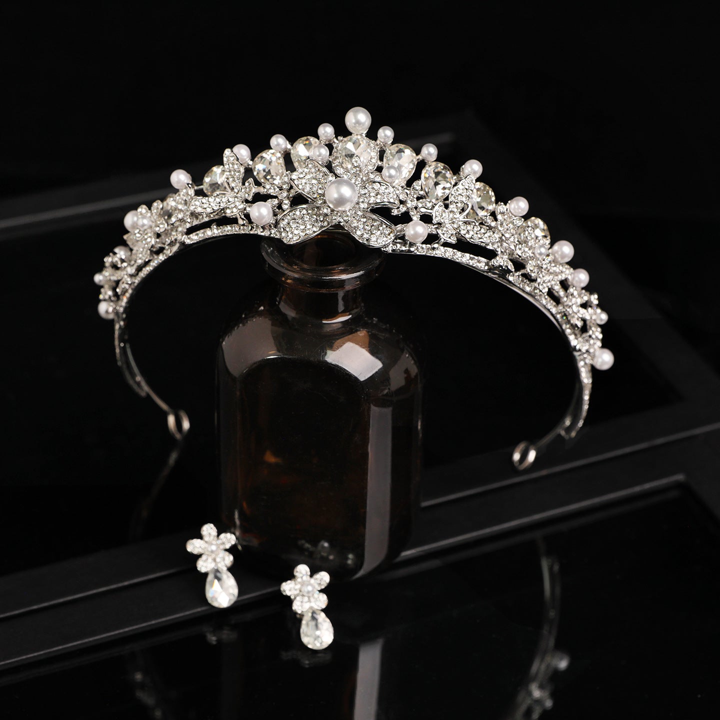 Pavé Crystal and Pearl Bridal Crown