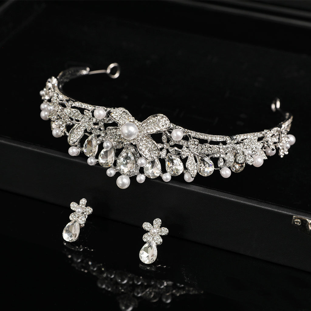 Pavé Crystal and Pearl Bridal Crown