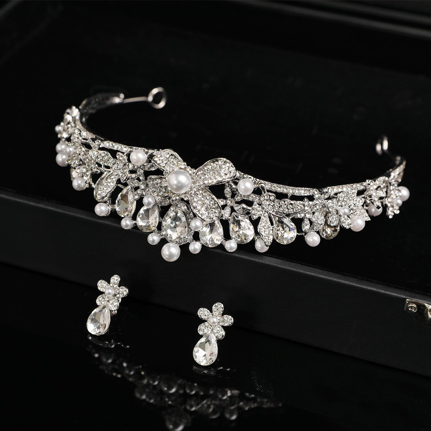 Pavé Crystal and Pearl Bridal Crown