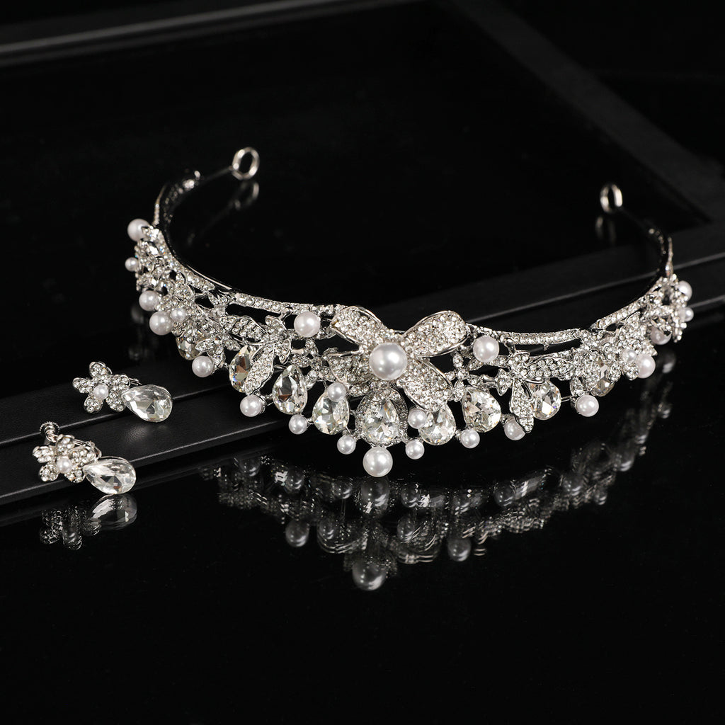 Pavé Crystal and Pearl Bridal Crown