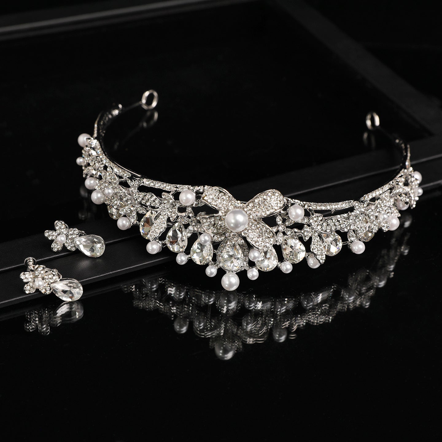 Pavé Crystal and Pearl Bridal Crown