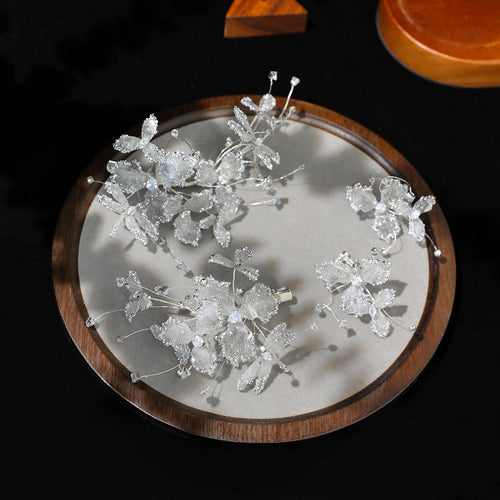 Resin-Drip Crystal Bridal Hair Clip Set (4-Piece)